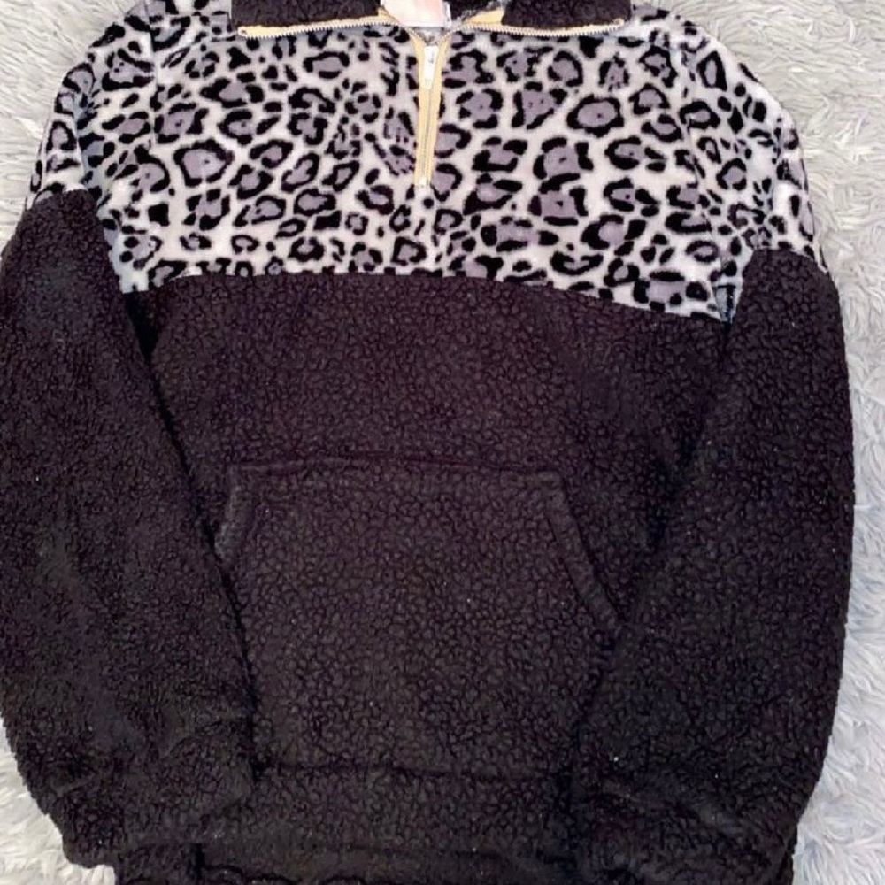 Quarter zip fuzzy jacket